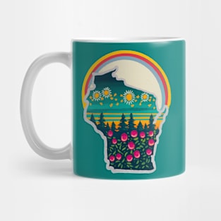 Wisconsin State Brush Painted Wildflower Design Mug